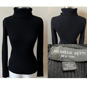 Philomena Petti Black Long Sleeve Turtleneck Top 17873